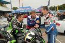 Leon Haslam, Ian Hutchinson and Freddie Spencer at Castle Combe's Grand National meeting. Picture: EDP Photo News
