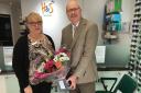Gill Watson (left) celebrates retiring from Haine & Smith Opticians with partner Gary Walters