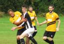Action from the 3-2 win for Lion & Fiddle (yellow) over Faded in the AM Print & Copy-sponsored Knockout Cup in the Chippenham & District Sunday League. PICTURE: CADER ESOOF