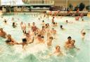 Swimmers in the pool at the Oasis in August 1995
