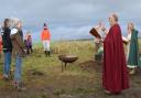 Blessing newly-planted trees on Roundway Hill. Photo Ruth Wordley