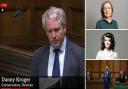 Clockwise from left: Danny Kruger MP, Liz Saville Roberts, the Westminster leader for Plaid Cymru, Caitlin Moran, and Chris Bryant, Labour MP for the Rhondda.