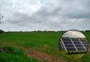 The land east of Kington St Michael with a stock image of a solar panel inset