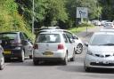 Traffic in Calne at the junction of the A4 and Station Road