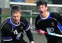 Devizes’ Ollie Smith and Jack Gompels in action during their 3-2 Conference North defeat by Newent