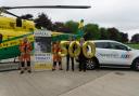 Wiltshire Air Ambulance paramedics Paul Rock and Fred Thompson with Adam Bailey, Chippenham Motor Company managing director and Darran McDade, operations director