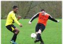Action from the match between FC Libby (orange) and Fox & Hounds in the Chippenham & District Sunday League. PICTURE: CADER ESOOF