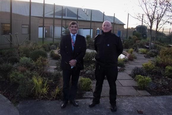 Wiltshire PCC Philip Wilkinson (L) meets Custodial Manager Andy Miller at HMP Erlestoke