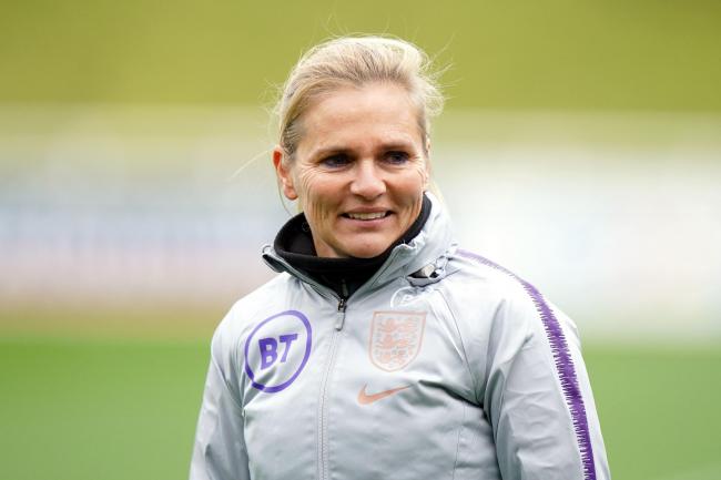 Sarina Wiegman's England beat Latvia 10-0 in Riga last month (Tim Goode/PA).