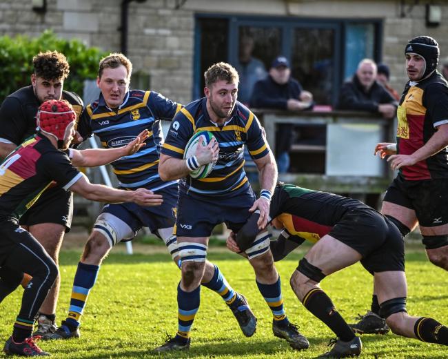 Captain Max Day in action for Trowbridge during the club’s 17-12 victory over Windsor in South West One East 						                Photo: Simon Howell