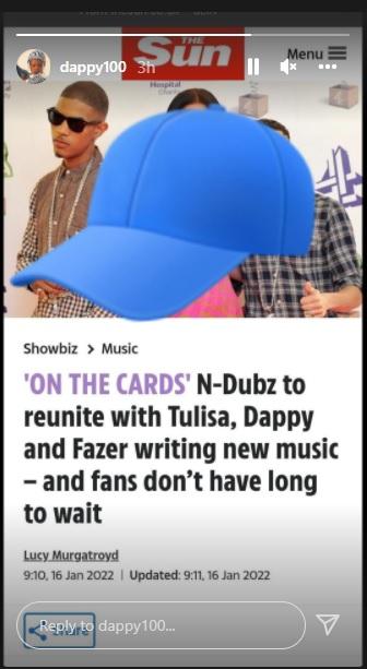 The Wiltshire Gazette and Herald: Dappy posted the cryptic picture to his Instagram stories. Picture: Instagram The Wiltshire Gazette and Herald: Dappy posted the cryptic picture to his Instagram stories. Picture: Instagram