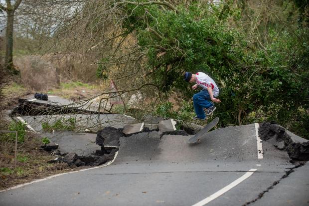 Skaters have been making the most of the undulating road at Lyneham. Pictures: SWNS