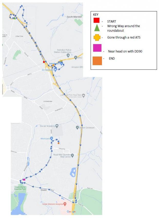 The Wiltshire Gazette and Herald: A map of the police chase