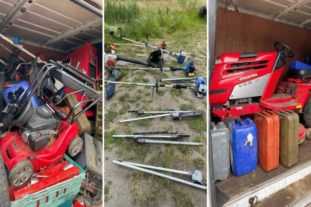 Some of the machinery and tools stolen during the burglary at Erlestoke Golf Club earlier this month
