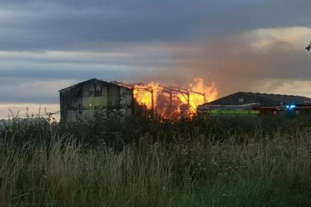 The barn on fire near Luckington