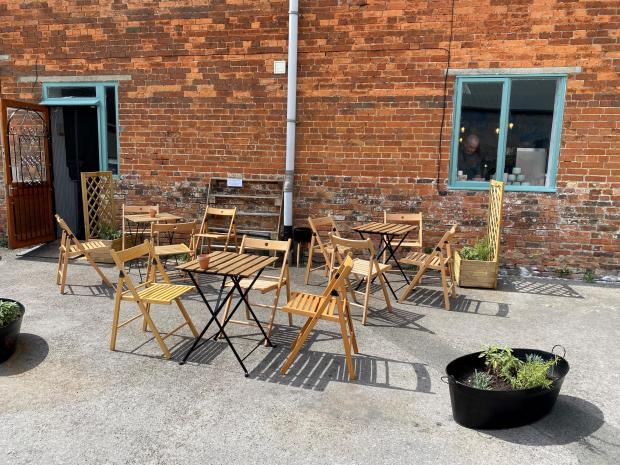 The Wiltshire Gazette and Herald: The seating area outside the Black Dog Coffee Co. 