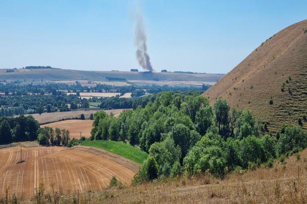 A fire on Pewsey Hill. Picture: ADAM POOLE