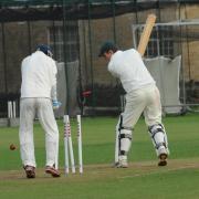 Corsham v Burbage and Easton Royal
  Bails fly as Corsham batsman Tom Abbott is out
 Photo Trevor Porter 60534 2