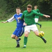 Action from the 5-2 win for Bromham over AFC Melksham. PICTURE: CADER ESOOF