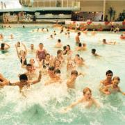 Swimmers in the pool at the Oasis in August 1995