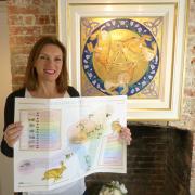 Joanna May with The Hare on the Moon treasure hunt book