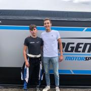 Louis Harvey and British F1 racing driver George Russell