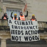 Extinction Rebellion activists Susie, Charly, Joe and Nick, from Bradford on Avon and Chippenham, climbed on top of County Hall last year.