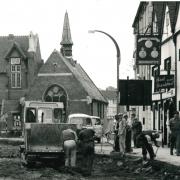 Maryport Street is resurfaced during the 1960s