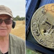 Mick Edwards found the treasure, believed to be worth £30,000, in a field near Devizes. Photos: SWNS.