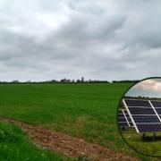 The land east of Kington St Michael with a stock image of a solar panel inset