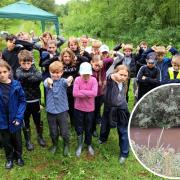 Children after their activity was ruined by 'human waste' in the River Kennet
