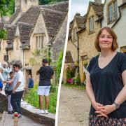Tourists in Castle Combe and Georgina Kingshott
