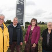 At the Bloor Home site in Filands, Malmesbury, l-r: Mayor Cllr Gavin Grant, with fellow Malmesbury Town councillors Campbell Ritchie, Kim Power, and Phil Exton.