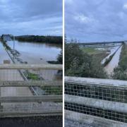 The M4 overpass at Dauntsey during flooding