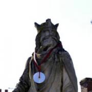 King Alfred joins in Pewsey's celebrations when Winter Olympic heroine Shelley Rudman, who hails from the village, won silver in 2006