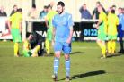 Shaun Lamb leaves the field after being sent off against Barwell in February