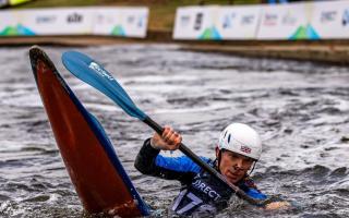 Melksham's Alex Edwards in action during the ICF 2022 Freestyle Canoeing World Championships in Nottingham