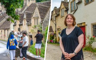 Tourists in Castle Combe and Georgina Kingshott