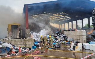 Fire crews tackle a blaze at a Wiltshire recycling centre